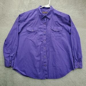 Roper Pearl Snap Western Shirt Womens 2X Purple Long Sleeve